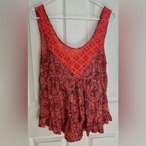 Free People Dorothy Print Babydoll Top, Size XS (oversized)